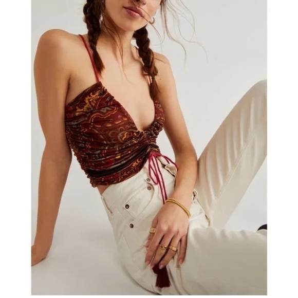 NWT Free People Cocktail Queen Crop Tank in jewel black combo - Picture 1 of 3